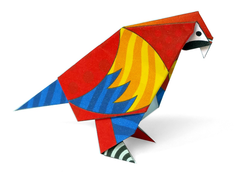 Ara / perroquet en origami